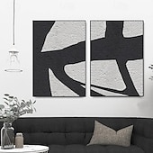 voordelige Abstracte schilderijen-zwart-wit olieverfschilderij handgemaakte wabi sabi abstracte olieverfschilderij wandkunst kunstwerk muurschildering moderne abstracte olieverfschilderij geometrische wandkunst schilderij voor