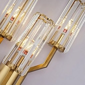 baratos Candeeiros de Parede de interior-Luzes de parede internas LED Luz de 3 cores 28 cm Arandela de parede de cristal de luxo moderna com 3 luzes E14 lâmpada noturna de cabeceira de metal para quarto banheiro sala de estar corredor