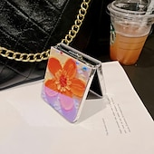 cheap Samsung Cases-Phone Case For Samsung Galaxy Z Flip 6 Z Flip 5 Back Cover Ultra Thin Shockproof Flower Floral TPU