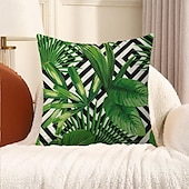 billige blomster- og plantestil-putetrekk 1 stk myk blomstret&amp;amp;planter firkantet putetrekk putetrekk til sofa soverom overlegen kvalitet maskinvaskbar utendørs faux lin pute til sofa sofa seng stol grønn