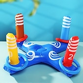 cheap Beach &amp; Outdoor Toys-Inflatable Ring Toss Game Set Target Toss Floating Swimming Ring Toss Includes Inflatable Cactus,4 Color Rings for Fiesta Party Accessories Hawaiian Pool Beach Party Decoration Supplies