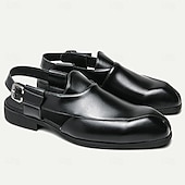 abordables Sandalias de vestir-Zuecos y mules de cuero genuino para hombre con espalda abierta: calzado cómodo, formal e informal sin cordones