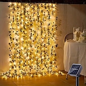 abordables Guirlandes solaires-Guirlande lumineuse solaire élégante pour réception de mariage, 100 LED – Guirlande lumineuse en lierre de 33 pieds, 8 modes, étanche, pour la décoration de la maison et du jardin