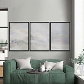 cheap Abstract Paintings-Handmade Wall Art Pastel painting handmade Abstract Gray Landscape Painting   Eclectic Minimalist Modern Art Neutral seascape Painting Wall Decor Framed Canvas Gray painting