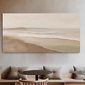 billiga Oljemålningar-oljemålning wabi sabi målning handmålad stor beige konst brun 3d minimalistisk målning på duk brun 3d textur väggkonst neutral beige båge gipsmålning