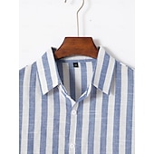 economico Casual da lavoro-Per uomo Camicia Camicia di lino Camicia Estiva Camicia casual Camicia da Spiaggia Camicia di cotone A righe Vacanza Camicia hawaiana Nero Rosa Rosso Azzurro cielo Manica Lunga Collo ripiegato