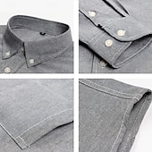 voordelige oxford-overhemden voor heren-Voor heren Overhemd Button-down overhemd Oxford overhemd Effen Bruiloft Buiten Licht Blauw Zwart Wit Roze Lange mouw Strijkijzer Zomer Lente Kleding