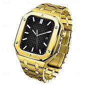 cheap Apple Watch Bands-Link Bracelet Compatible with Apple Watch band 44mm 45mm with Case Luxury Butterfly Buckle Stainless Steel Strap Replacement Wristband for iwatch Series 8 7 6 5 4 SE