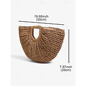 baratos Malas com Alça-Mulheres Bolsa de Mão Bolsa de Praia Saco de palha Bolsa meia redonda Palha Diário Feriado Praia Grande Capacidade Côr Sólida Roxo Verde Bege