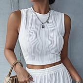 tanie Tank topy i topy na ramiączkach damskie-Koszulka na ramiączkach damska czarna biała kurzowa różowa prosta crop top codzienna moda z okrągłym dekoltem regularne dopasowanie S