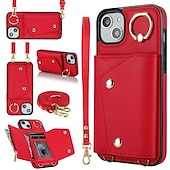 economico Cover per iPhone-telefono Custodia Per iPhone 16 15 14 Pro Max Plus iPhone 13 12 11 Pro Max Mini Custodia Portafoglio Cerniera con Cordino Con Cinturino da Polso Retrò TPU Pelle PU