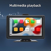 abordables Lecteurs multimédias pour voitures-Lecteur de voiture écran 7 pouces sans fil autoradio miroir lien lecteur mp5 avec navigation gps carplay autosupport 12 led caméra de recul installation facile