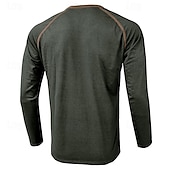 cheap Casual Henley Tee-Men&#039;s Henley Shirt Tee Top Color Block Crewneck Outdoor Casual Long Sleeve Button Front Pocket Clothing Apparel Fashion Designer Comfortable