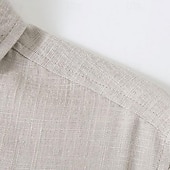 halpa Business Casual-Miesten Paita Pellava paita Rento paita Button Up paita Puuvillainen paita Tavallinen Loma Katu Valkoinen Vaalean harmaa Tumman harmaa Beesi Lyhythihainen Sänkyjen avaus Kesä Vaatetus Painike alas