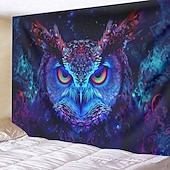 levne Tapiserie Blacklight-blacklight gobelín uv reaktivní záře ve tmě záře party neon psychedelický trippy misty závěsný gobelín sova nástěnná malba pro obývací pokoj ložnice