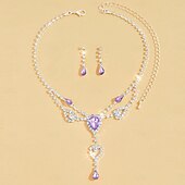 cheap Jewelry Sets-Bridal Jewelry Sets Two-piece Suit Imitation Diamond 1 Necklace Earrings Women&#039;s Elegant Stylish Sweet Lovely Tassel Fringe Drop Precious Jewelry Set For Wedding Gift