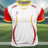 cheap Sports Gym T shirts-Men&#039;s Flag Spain T shirt Short Sleeve T shirt 3D Print Crew Neck Shirt Outdoor Athleisure White Red Summer Spring Clothing Apparel S M L XL XXL XXXL