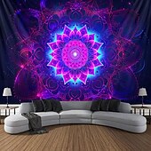 billige Blacklight -billedvev-mandala bohemisk blacklight billedvev uv reaktiv glød i mørket trippy zen meditasjon tåkete natur hengende billedvev veggkunst veggmaleri for stue soverom