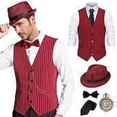 levne oblečení-Retro Řvoucí 20s 20. léta 20. století Úbory Vesta Sada příslušenství Gentleman Gangster Maškarní kostým Pánské předvečer Všech svatých Karneval Nový rok Karneval Večírek Plesová maškaráda Dospělé