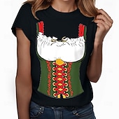 preiswerte T-Shirts-T-Shirt Lederhosen 3D Lässig Streetstyle T-Shirt Ärmel für Damen Erwachsene Heißprägen  für Karneval Oktoberfestbier Party Alltagstauglich