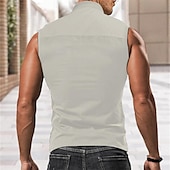 economico camicie western da uomo-Per uomo Stampa sudoccidentale Camicia Camicia occidentale Camicia da cowboy Senza maniche stile western Esterno Ufficio Casual Estate Primavera Colletto Cachi