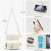 cheap Samsung Cases-Phone Case For Samsung Galaxy Z Fold 6 Z Fold 5 Z Fold 4 Z Fold 3 Back Cover with Stand Holder Magnetic with Lanyard Retro TPU PU Leather