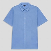 economico Camicie Elite da Uomo-Per uomo Camicia di lino Camicia button-down Camicia casual Bianco Blu Grigio Manica Corta Tinta unica Collo ripiegato All&#039;aperto Casual Bottoni Abbigliamento Vacanza Quotidiano Canotta sportiva