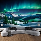 tanie gobelin krajobrazowy-natura wiszące gobelin wall art duży gobelin mural wystrój fotografia tło koc kurtyna strona główna sypialnia salon dekoracja północne światło aurora