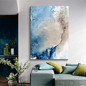 preiswerte Abstrakte Gemälde-großes handgemachtes abstraktes Küstenlandschafts-Ölgemälde auf Leinwand, großes Ölgemälde, Wandkunst, Ölgemälde, blaue Himmelskunst, individuelles Gemälde für Wohnzimmer, Schlafzimmer, Dekoration