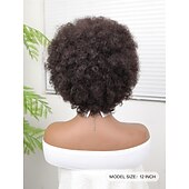 abordables perruque plus âgée-Perruque Synthétique Afro bouclé Bob court Perruque 12 pouces Brun foncé Cheveux Synthétiques Femme Marron