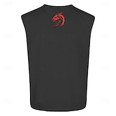 cheap Skull &amp; Bone-Men&#039;s Dragon Vest Top Sleeveless T shirt 3D Print Crew Neck Shirt Sports Retro Vintage Gothic Party Street Casual Black Summer Spring Clothing Apparel S M L XL XXL XXXL