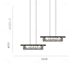 cheap Pendant Lights-LED Pendant Light 3-Color Light 35/50/65cm 1/2/3-Light Rectangle Brass Black Chandelier Modern Rectangular Pendant Lighting Fixture for Dining Room Kitchen Island Bedroom 220-240V