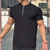 abordables Camisetas y Tops de Correr-Hombre Camiseta Running Cremallera de un cuarto Manga Corta Camiseta Casual Ropa Deportiva Transpirable Suave Entrenamiento de gimnasio Corriendo Paseo Ropa de deporte Ropa de Deporte Color sólido
