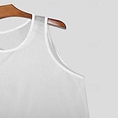 billiga Gym-toppar-Herr Linne Väst Ärmlös Rund halsringning Sommar Slät Mode Modern Stil Nät Transparent Gata Helgdag Svart Vit Orange Topp t-shirt för män