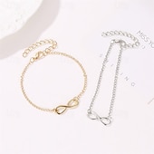 abordables Bracelets et bracelets rigides-Bracelet Femme Fantaisie Mode Infini Elégant Mode Le style mignon Luxe Bracelet Bijoux Argent Dorée Rond pour Soirée Rendez-vous Plage