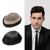 voordelige Stukken en toupetjes van echt haar-haarstukken en pruiken menselijk haar mannen toupet mono kant met npu rond kantsystemen maat 7x9 inch 6&#039;&#039;lengte 1b 6x8 7x9 8x10
