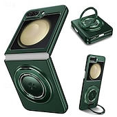 Недорогие Чехлы для Samsung-Чехол для Z Flip 6 Z Flip 5 Z Flip 4 Z Flip 3 с магнитной адсорбцией окном для просмотра с подставкой съёмный противоударный ретро броня TPU PC