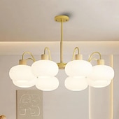 cheap Pendant Lights-LED Pendant Light 50/65/70/90cm 3/5/6/8-Light Milk Glass Sputnik Chandelier Mid Century Modern Semi Flush Mount Ceiling Light E27 Antique Hanging Lamp Nordic Metal Farmhouse Pendant Light Fixture for Living Room Bedroom 110-240V