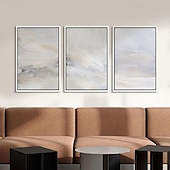 cheap Abstract Paintings-Handmade Wall Art Pastel painting handmade Abstract Gray Landscape Painting   Eclectic Minimalist Modern Art Neutral seascape Painting Wall Decor Framed Canvas Gray painting