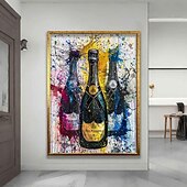 billiga Oljemålningar-vinflaskor oljemålning handmålad väggkonst vin duk vinmålning vin oljemålning för väggdekoration handgjord väggkonst vinmålning