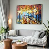 billiga Oljemålningar-överdimensionerad färgglad blomma träd oljemålning handgjord abstrakt väggdekor bohemisk träd landskap oljemålning väggdekor present samtida konstverk för vardagsrum unikt träd konstverk