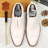 cheap Classic Dress Shoes-Stylish Men&#039;s White Dress Derby Shoes with Brogue Detailing - Ideal for Formal and Business Wear