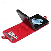 cheap Samsung Cases-Phone Case For Samsung Galaxy Z Flip 5 Z Flip 4 Z Flip 3 Back Cover with Stand Holder Card Slot Shockproof Retro TPU PU Leather