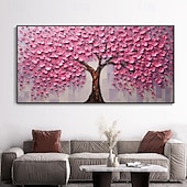 preiswerte Blumen-/Botanische Gemälde-großes 3D dickes Spachtelgemälde handgemachte Boho Landschaft impressionistische Landschaftskunst handgemalt bunte Turm Baum Textur Ölgemälde Kunst große Wandkunst blühende Blumen Malerei