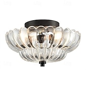 preiswerte Dimmbare Deckenleuchten-LED-Deckenleuchten dimmbar 120 cm 3-flammig bernsteinfarben gewelltes Glas schwarz moderne Deckenleuchte zur Deckenmontage Flurleuchten Wohnzimmer Eingangsbereich Küche dekoratives Licht