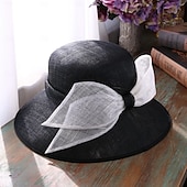 economico Cappelli per feste-cappelli cappello a bombetta / cloche in lino cappello a secchiello cappello da sole matrimonio tea party matrimonio elegante con copricapo bowknot copricapo