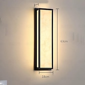 abordables luces de pared al aire libre-Aplique de pared exterior LED blanco cálido 42/63 cm 20 W IP65 apliques modernos iluminación de pared lámpara de patio luces rectangulares negras lámpara de pared de mármol para patio, porche, garaje