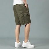 baratos Clássico-Homens Shorts táticos Bermuda Cargo Calção Com Cordão Cintura elástica Bolso multi Tecido Vestível Comprimento do joelho Ao ar livre Diário Acampar e Caminhar Moda Clássico Preto Amarelo