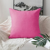 abordables Coussins tendances-Housse d&#039;oreiller nordique en velours côtelé, couleur unie, douce, sans noyau, pour le bureau, la maison, le salon, le canapé, vert, orange, rose, bleu
