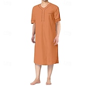 ieftine Halate-Bărbați loungewear Camasa de noapte Cămașă de noapte Culoare pură Stilat Confortabili Halate kimono Zilnic Casă Poliester Απαλό Respirabil În V Manșon scurt Buzunar Vară Primăvară Negru Alb